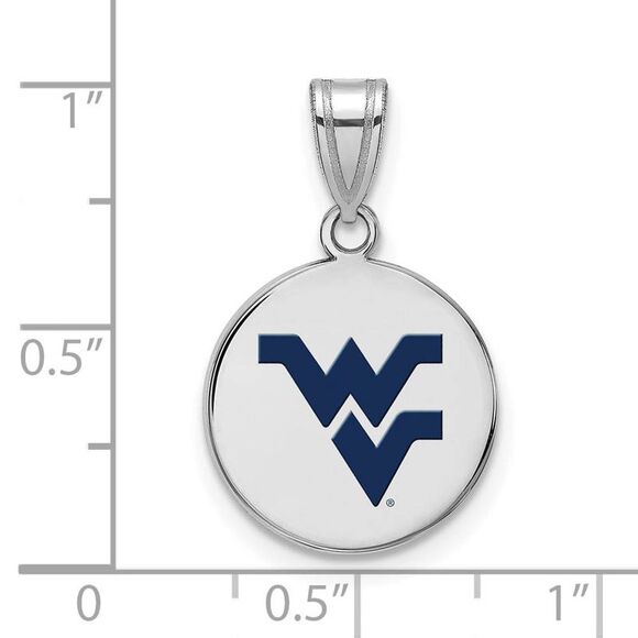 Sterling Silver West Virginia U. Medium Enamel Logo Disc Pendant - Picture 2 of 3